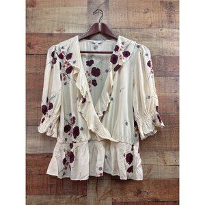 Joie Cream Floral Ruffle Blouse L